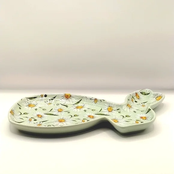Pastel Green Bunny Daisy Decor Spoon Rest Plate - Picture 4 of 6